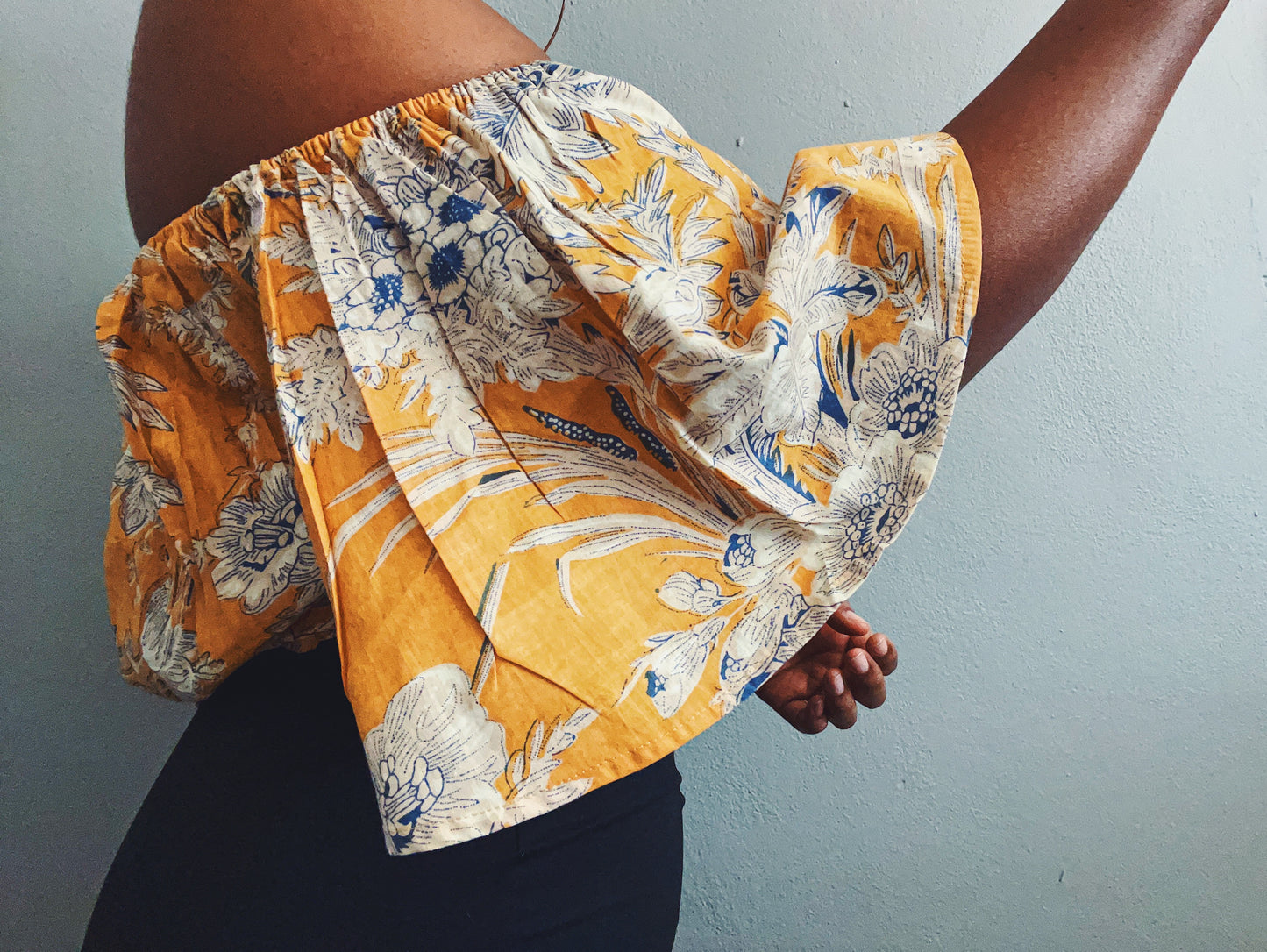 Yellow Floral Off Shoulder Top