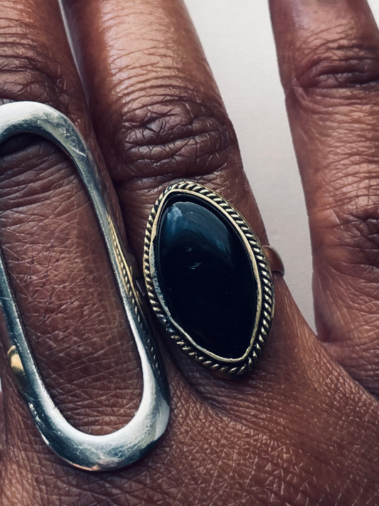 Marquise Cut Onyx Ring